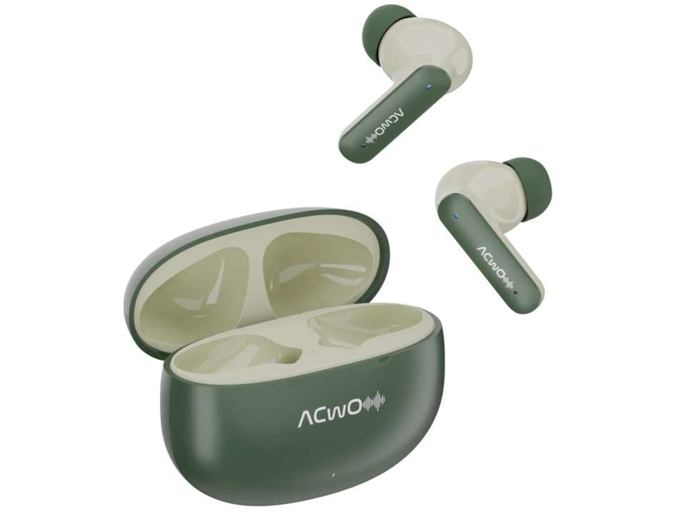ACwO Dwots 121 Wireless in Ear Earbuds, 55Hrs Playtime, Quad Mics with ENC, 3 Preset EQ Modes, Supreme Bass & High-Fidelity Acoustics - Sage-Green