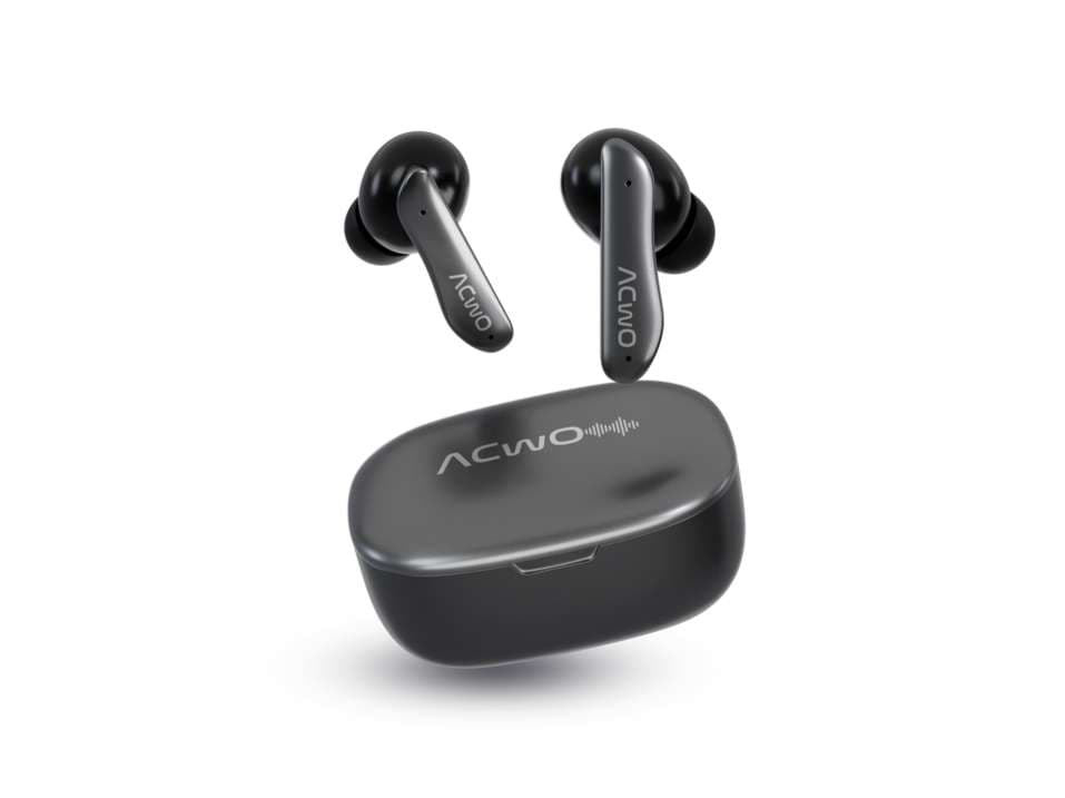 ACwO Dwots 111 in Ear Wireless Earbuds, Up to 75Hrs Battery Life, 10Mm Spatial Drivers, Noise-Free Calls with 4 Noise Cancellation Mics, Bluetooth V5. - Cadet Grey